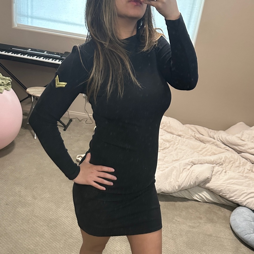 Forever 21 Black Long Sleeve Dress with Patch